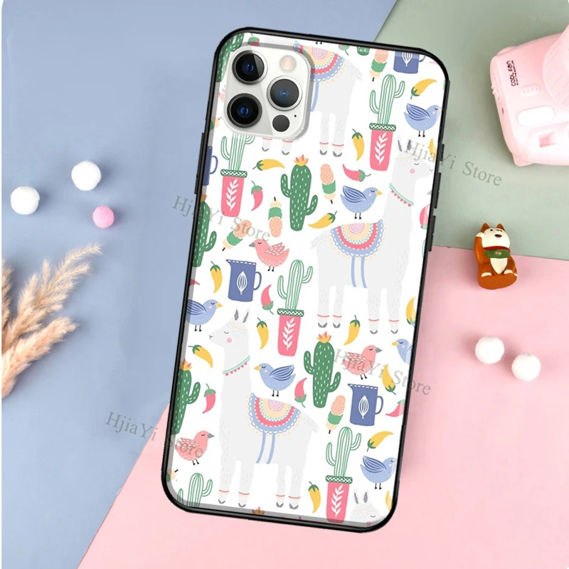 Llama Alpaca pattern Phone Case For iPhone 13 12 11 Pro Max 12 mini 6S 7 8 Plus SE 2020 XR X XS Max Back Cover