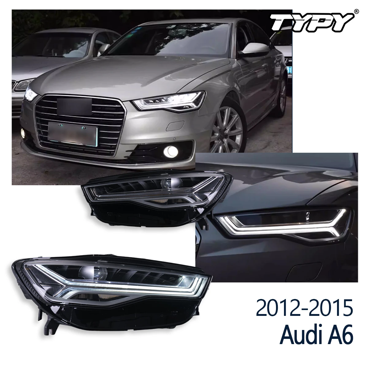 

Фары TYPY для Audi A6 2012-2018, светодиодные автомобильные лампы, дневные ходовые огни, динамические указатели поворота, автомобильные аксессуары