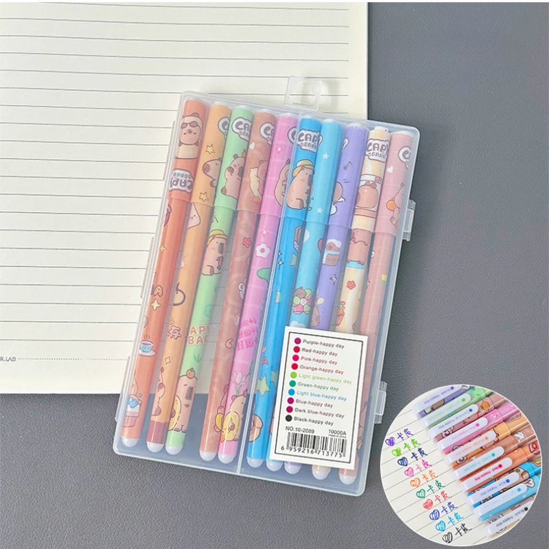 

10Pcs/Box Cartoon Capybara Ten Color Gel Pens Cute Student Colored Pen Office Multi Color DIY Planner School Writing Stationery