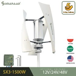 SMARAAD U.S.A Poland  Fast Shipping Wind Turbine 1500W Vertical Generator Permanent Magnet Suspension Low Wind Start