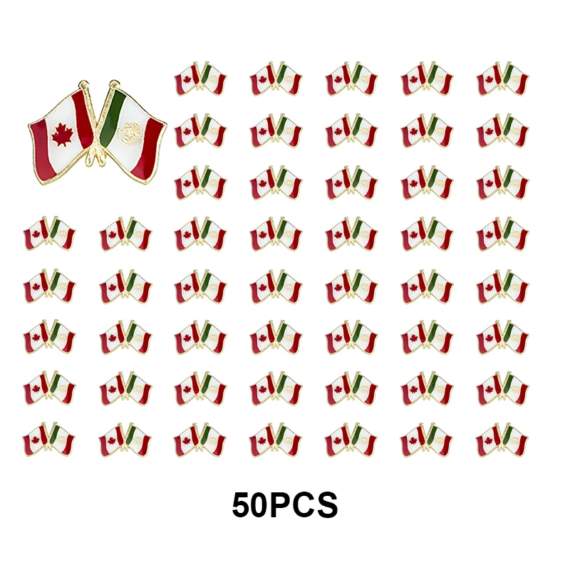 1-3-5-10-50-100pcs Canada & Mexico Badge Brooch Natinal Lapel Pins Flag Lapel Pins Country Flag Badge