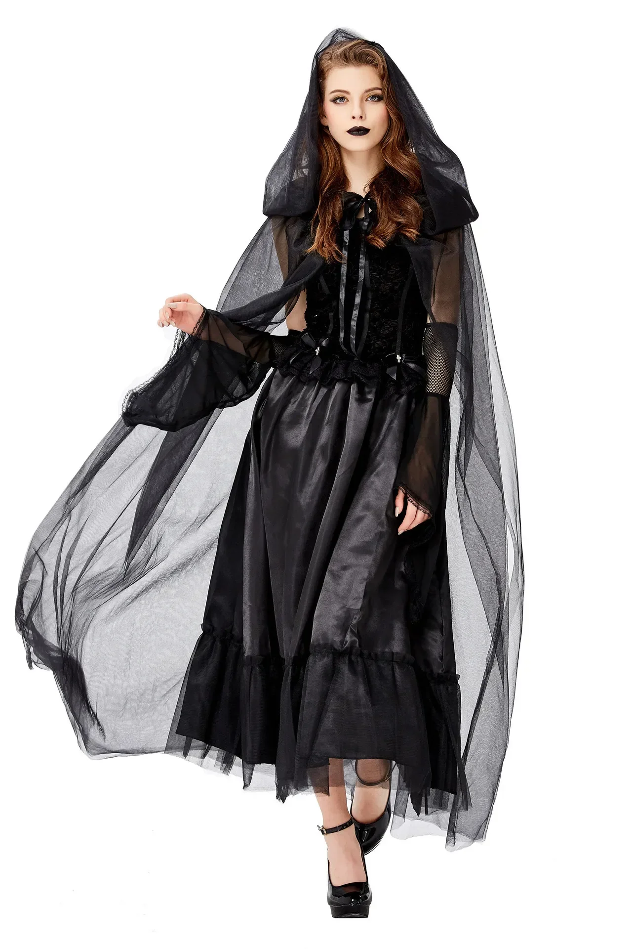 Nuovo Halloween Fantasmi per adulti Vestito da strega Demone Vampiro Costume Abito scuro Diavolo Fantasma Sposa Costumi Abiti spaventosi