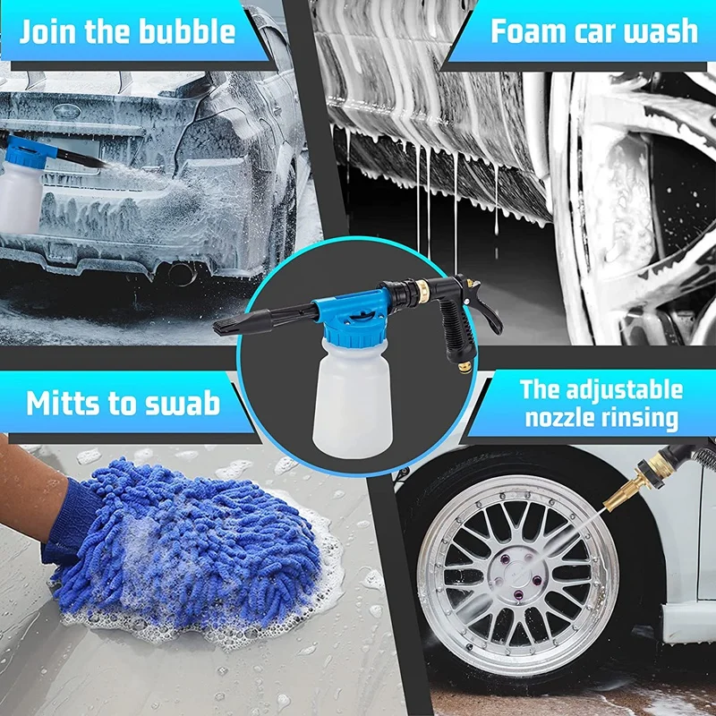 Car Wash Foam G-Un Adjustable Car Wash Foam Sprayer Foam Blaster With Adjustable Nozzle Washing Mitts 6 Level Ratio Dial