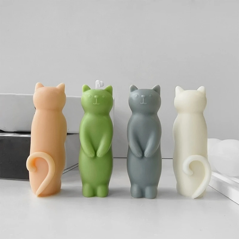 Flexible Silicone Cats Plaster Collectible Decors Mold