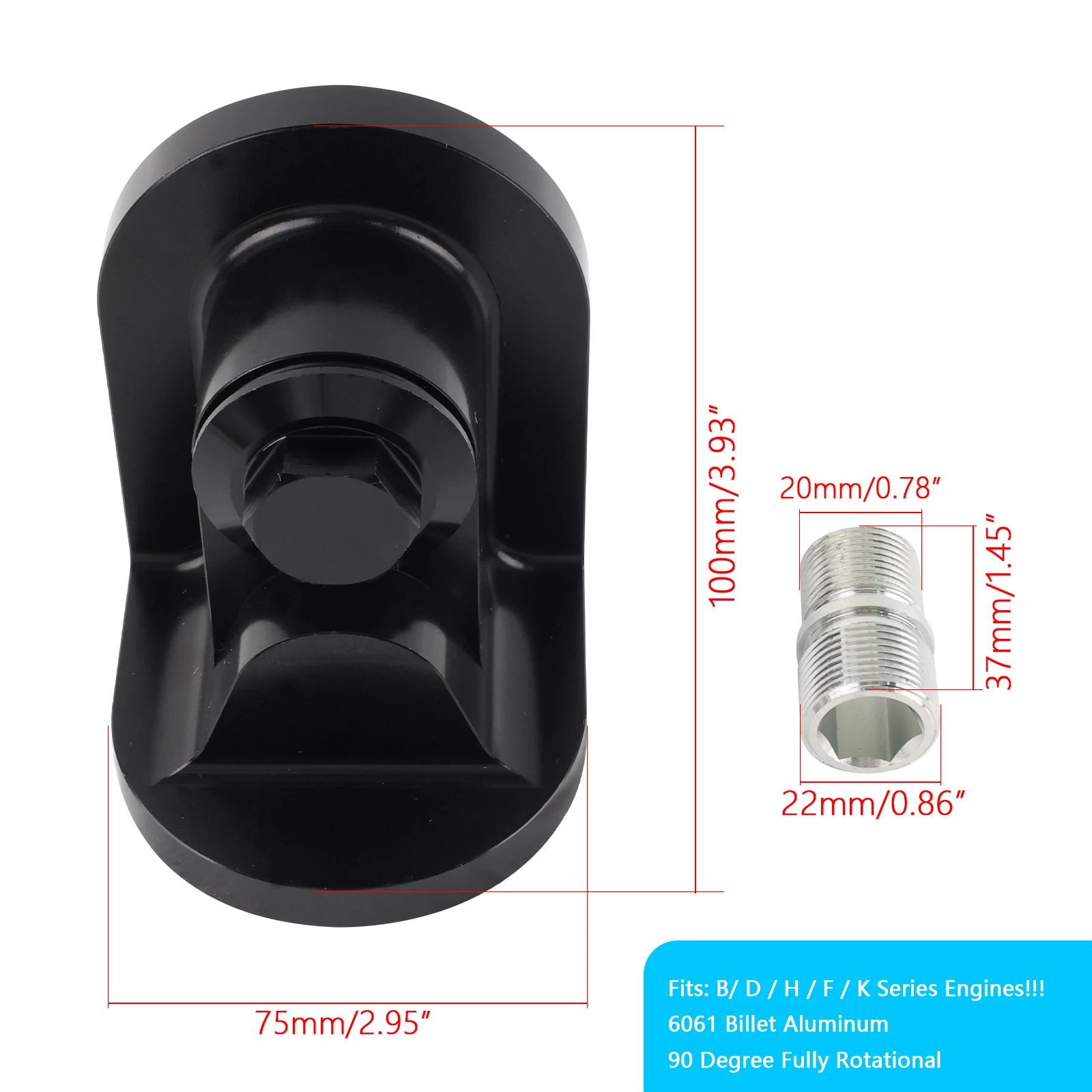 90 Degree Oil Filter Relocation Adapter For Honda EG EK Civic K B D H F Series