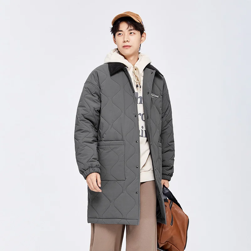 Semir Cotton Padded Coat Men Lightweight Gourd Loose Long Coat 2022 Winter Color Contrast High Street Fashion