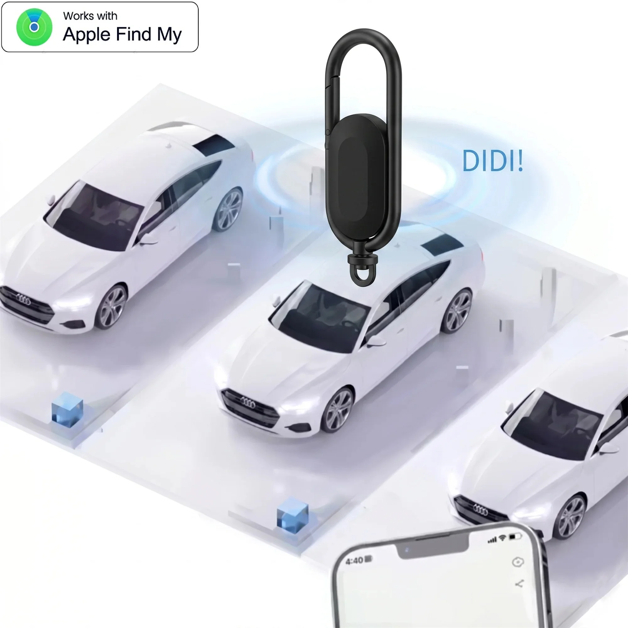 Anti-lost GPS airtag Smart Carabiner key chain Keyring with Find My tracker to attach Car key chain fob for use on Apple ios - view 5