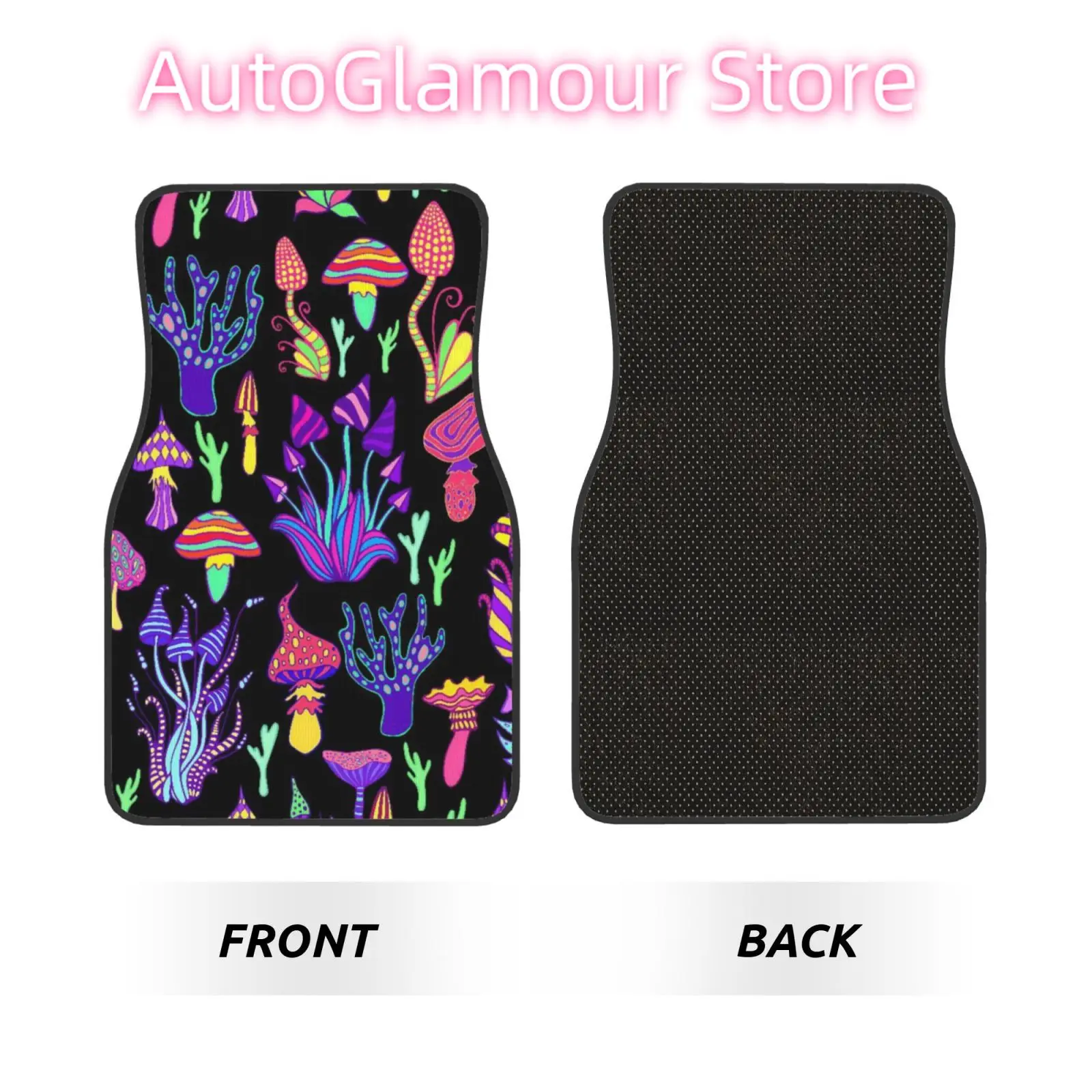 4 Piece Set of Psychedelic Magic Mushroom Car Floor Mats Suitable for All Car Floor Mats Both Front and Rear Feet