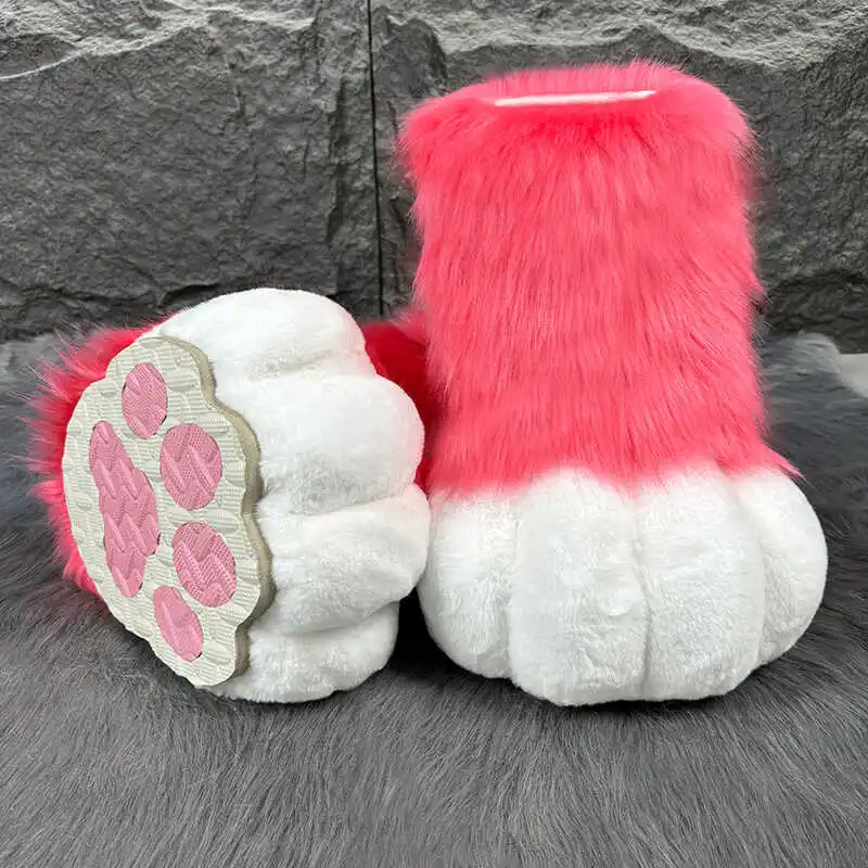 9 Colors Halloween Large Plush Cosplay Costume Furry Animal Paw Shoes Cat Paw Cute Fursuit Animal Foot Socks Christmas Gift