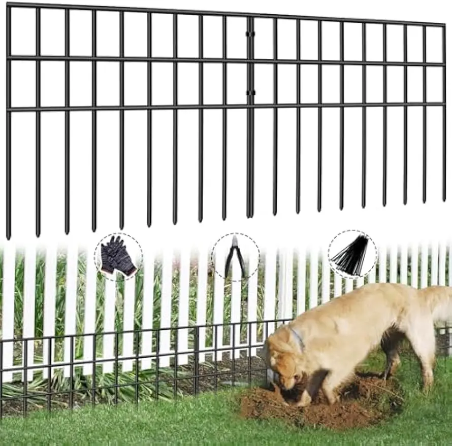 

42.5ft No Dig Animal Barrier Fence, 30 Panels for Dog Rabbit Protection, Rustproof Outdoor Garden Defense
