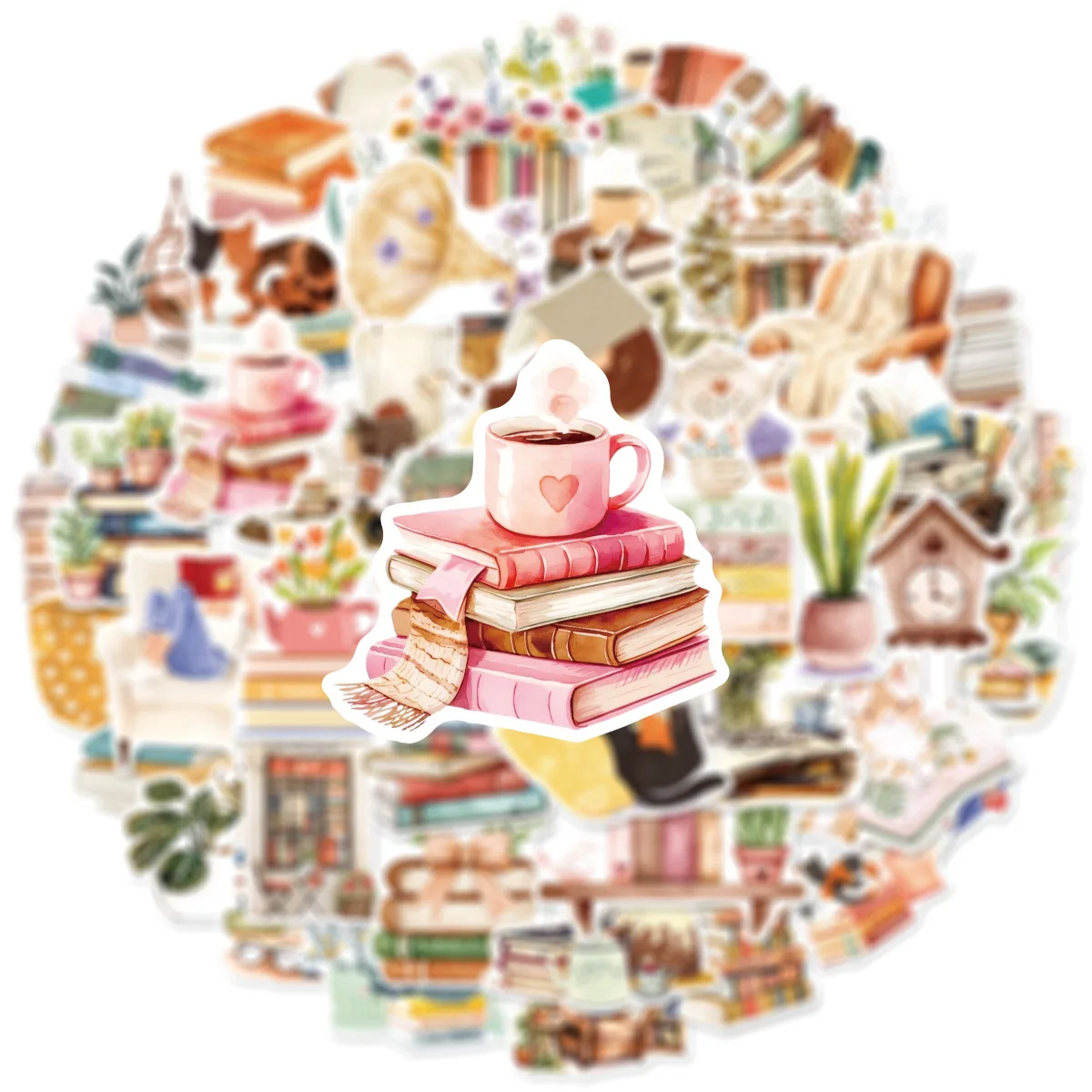 

10/50PCS Watercolor Reading Graffiti Stickers Realistic Life Style Sticker for Computer Notebook Stationery DIY Toys Secret