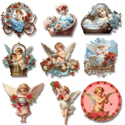 European style Angel Vintage Carriage Flower Iron-on Transfers for Clothing Firm and Fadeless  Stickers DIY Decoration