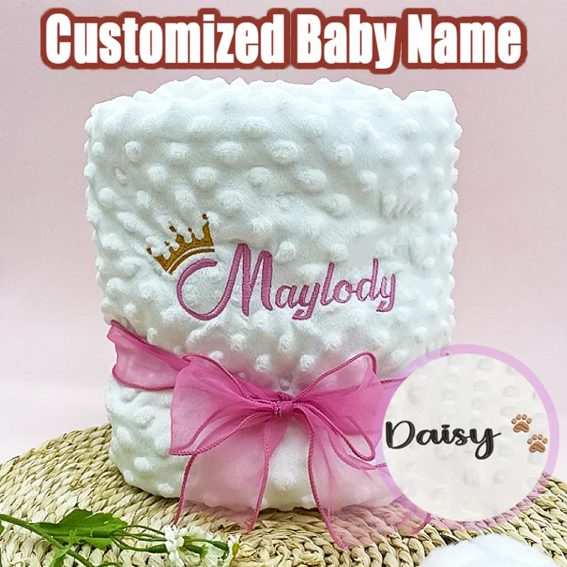Personalized Baby Doudou Blanket - Swaddle Stroller Bed Crib with Pattern Design Unique Shower Gift Birth Gift