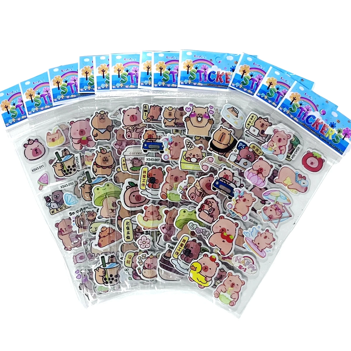 12 pçs kawaii kapibala capivara bolha adesivo tridimensional 3d inchado em massa adesivos pacote bonito dos desenhos animados anime crianças menina brinquedo diy