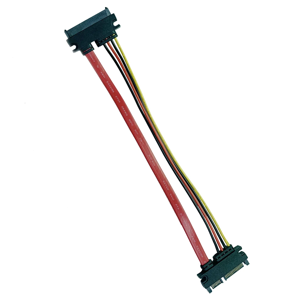 Cable de extensión SATA 6 Gb/s enchufe de 22 Pines, receptáculo de 22 pines SATA (5 V + 12 V), utilizado para diferentes dispositivos, conector SATA de 22 pines