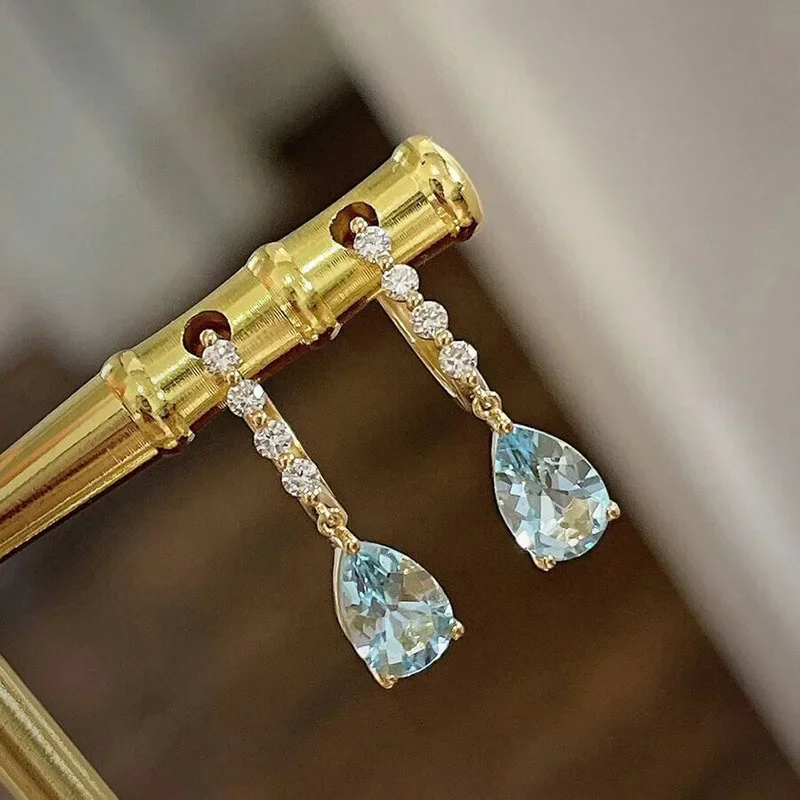 2026 European and American High-end Long Water Droplet Earrings, Wedding Banquet Dress, Exquisite and Gentle Vacation Jewelry