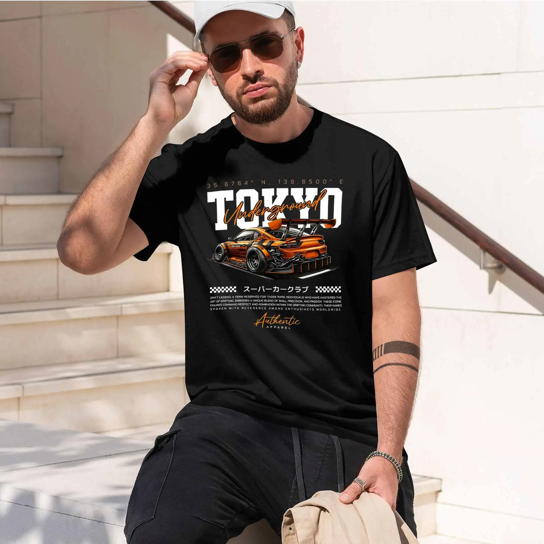 new printed T-shirt Men's Underground Tuning Car Graphic T-Shirt JDM Widebody Drift Car Streetwear Tee