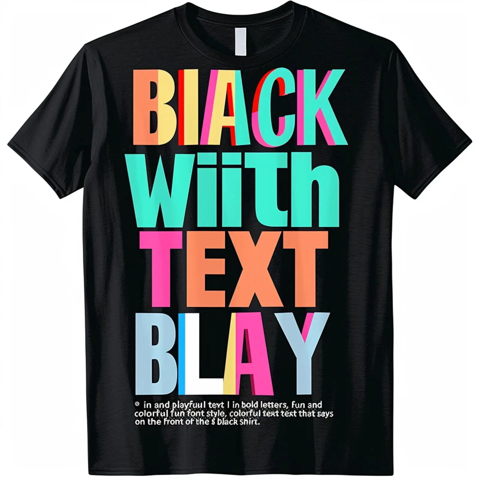 

Bold & Playful AHsek VACAY Black T Shirt Fun Font Colorful Design