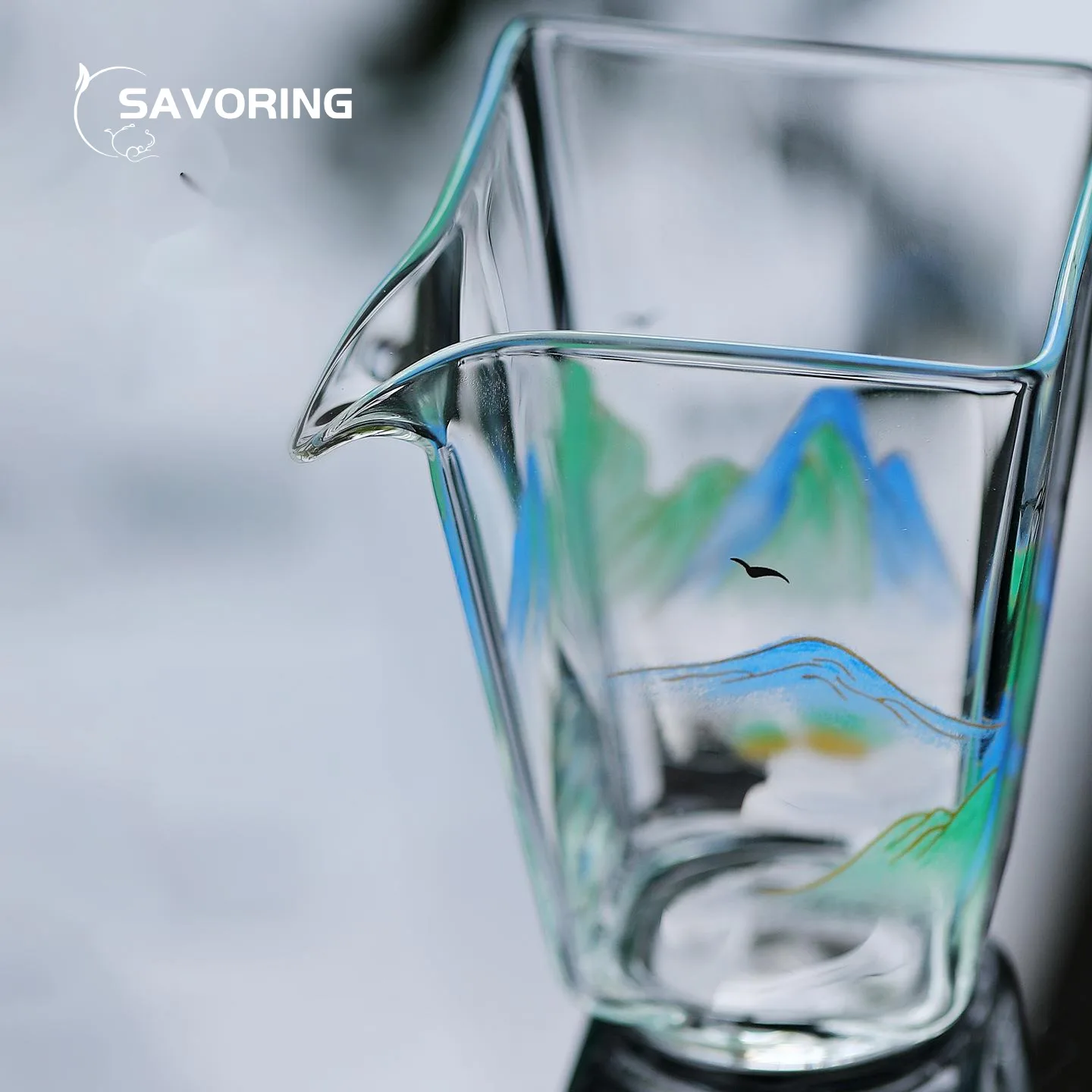 

Набор для чайной церемонии: расписанный вручную чайник, чашки, чахай, стеклянная посуда для чая, эстетичный сервиз для подачи напитков