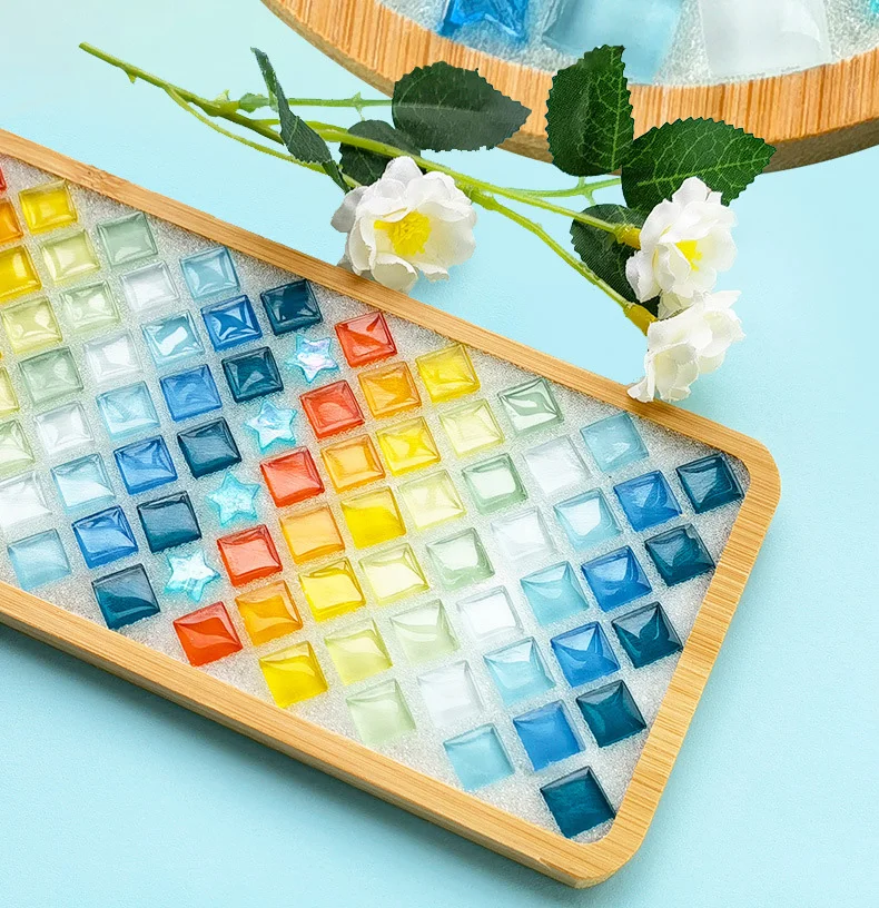 Bamboo Mosaic DIY Coasters Handmade Creative Material for Cup Mat Placemat Mosaic Crystal Craft Tool Kit Kids Gift