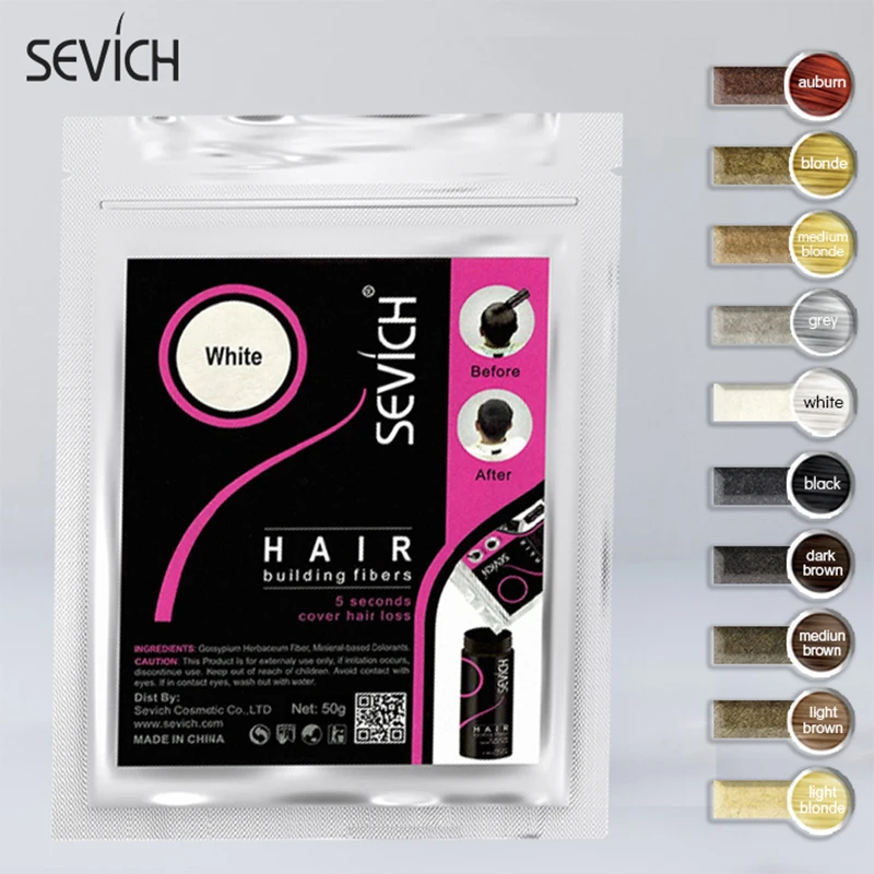 Sevich 50g Hair Building Fiber Powder 10 Colors Keratin Hair Regrowth Fiber Thickening Refill Hair Loss Hair Extension Products