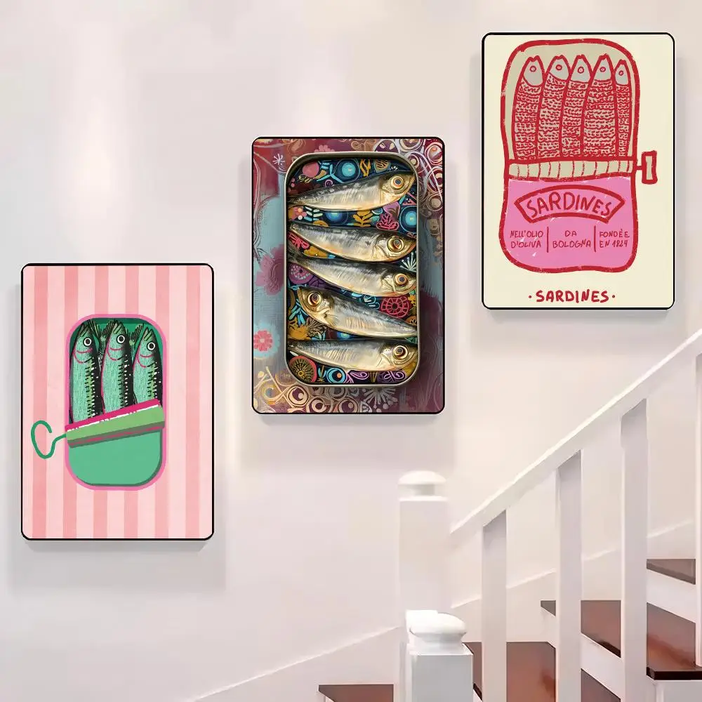 

Sea Fish Swordfish Sardines Tin Poster Sticky Wall Waterproof Home Living Room Bedroom Bar Aesthetic Decoration Perfect Gift