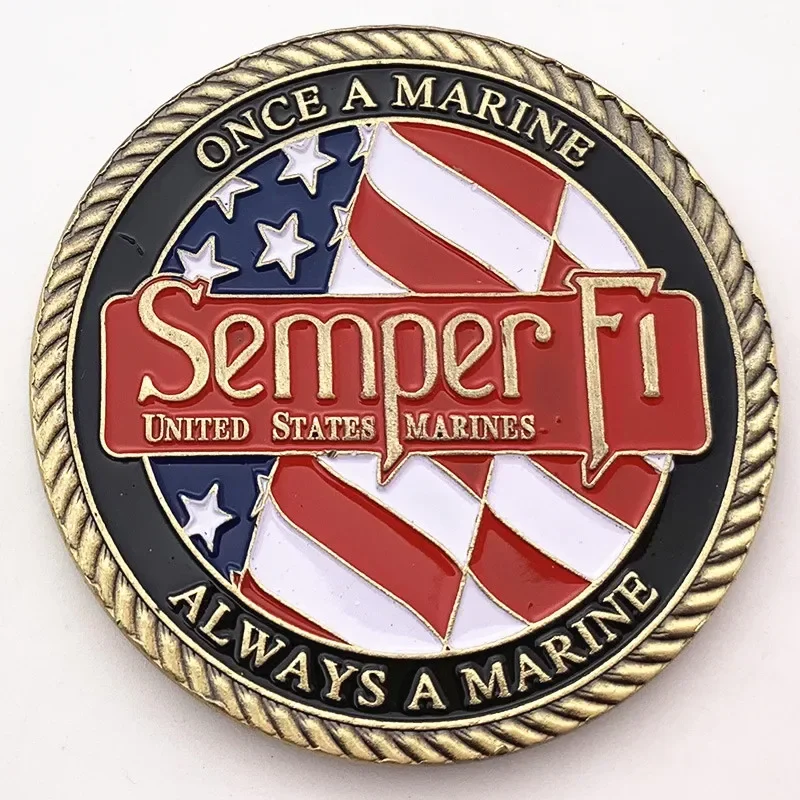 Always A Marine Once A Marine Corps Brons vergulde souvenirmunt Sempre Fidelis herdenkingsmunten