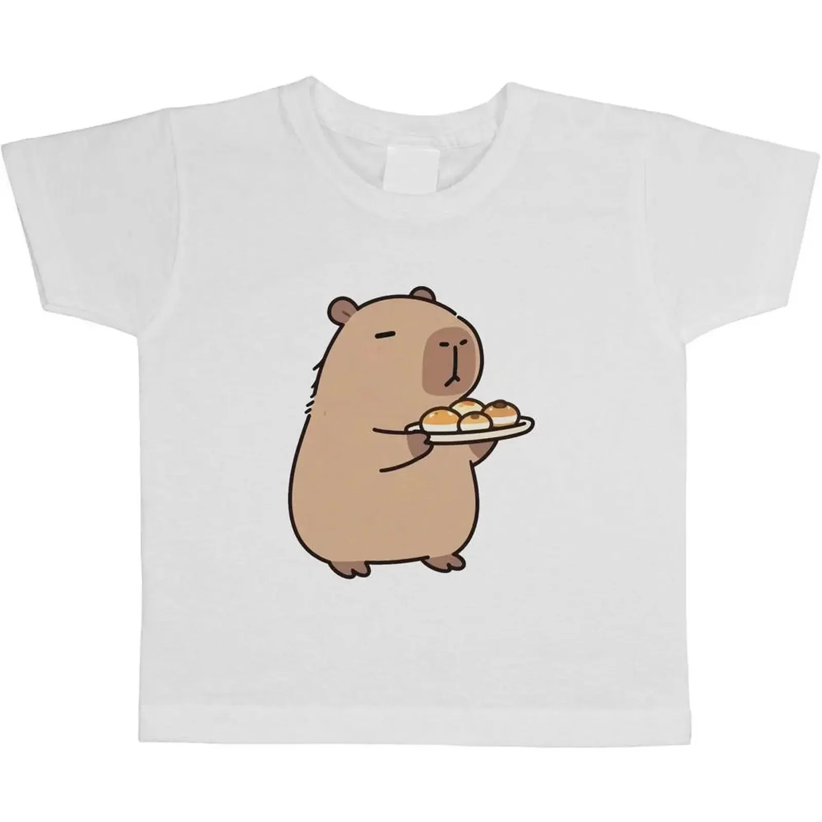 Capybara mit Essen Kinder-T-Shirt aus Baumwolle TS063178 Vintage Washed Leicht atmungsaktiv Unisex Stretch-Designerkleidung