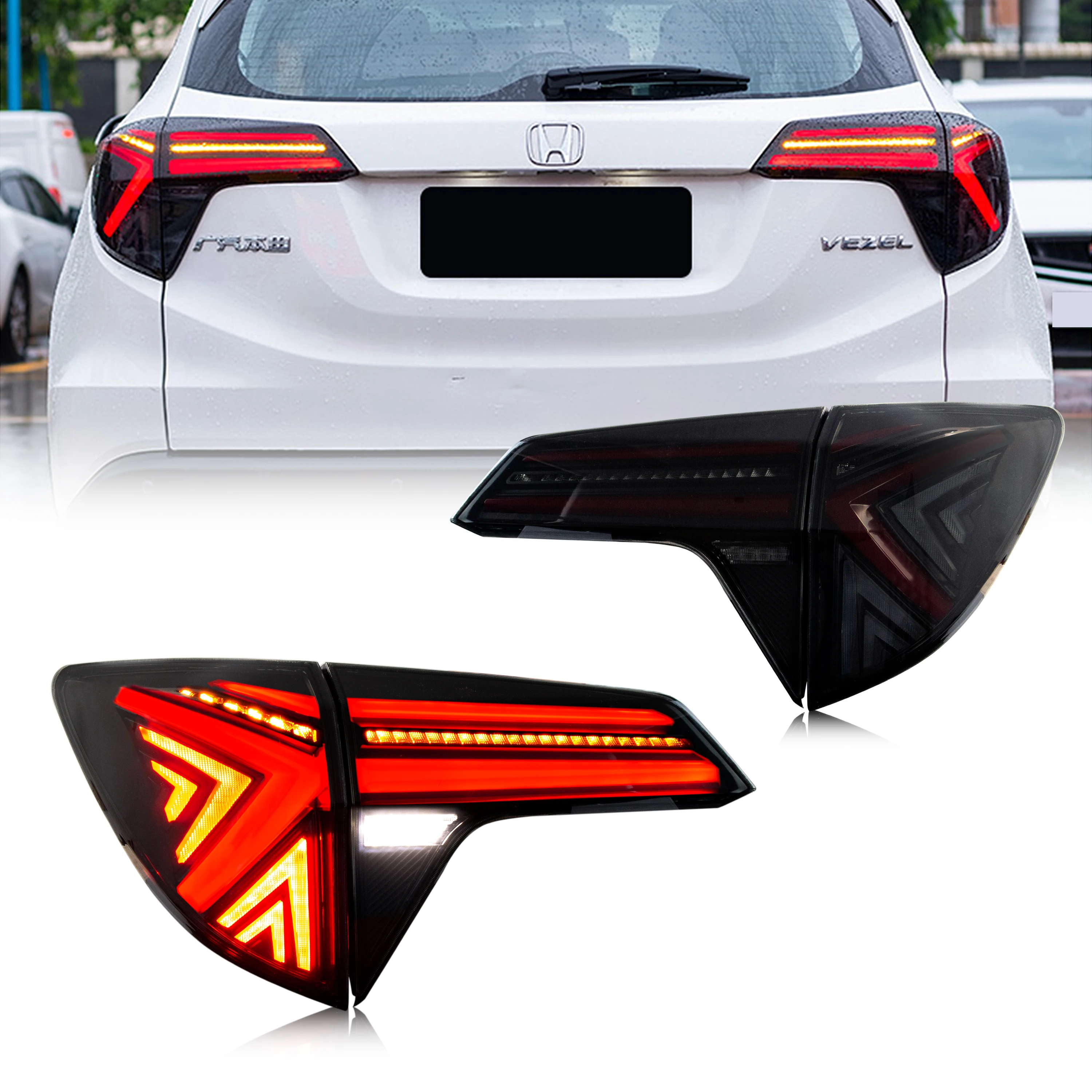 LED Tail Lights For Honda HRV HR-V 2014-2020 With Start-up Animation Sequential Signal Taillights Accessary