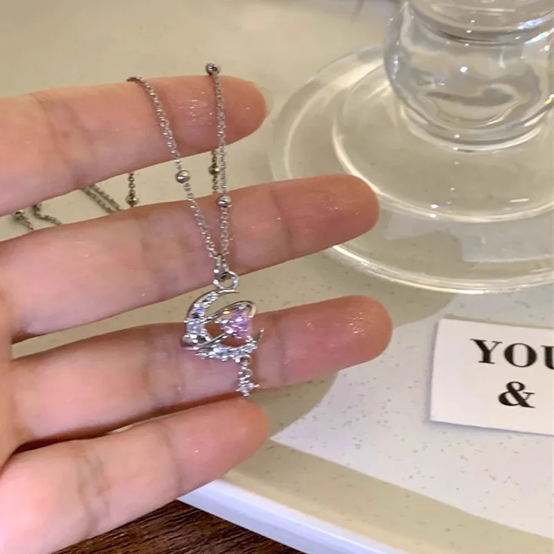 

Moon God Arrival Love Surround Necklace Female Ins Light Luxury Niche Design Sweet and Gentle Wind Collarbone Chain