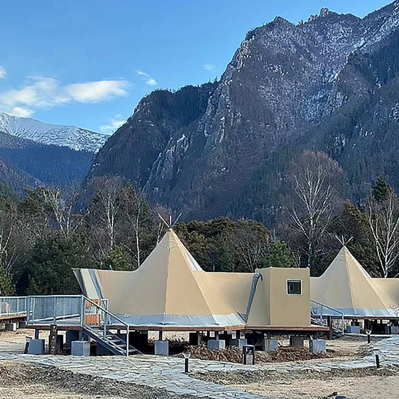 Tipi - Safari Tent Canvas Pyramid Picnic Large Glamping Tente For Restaurant
