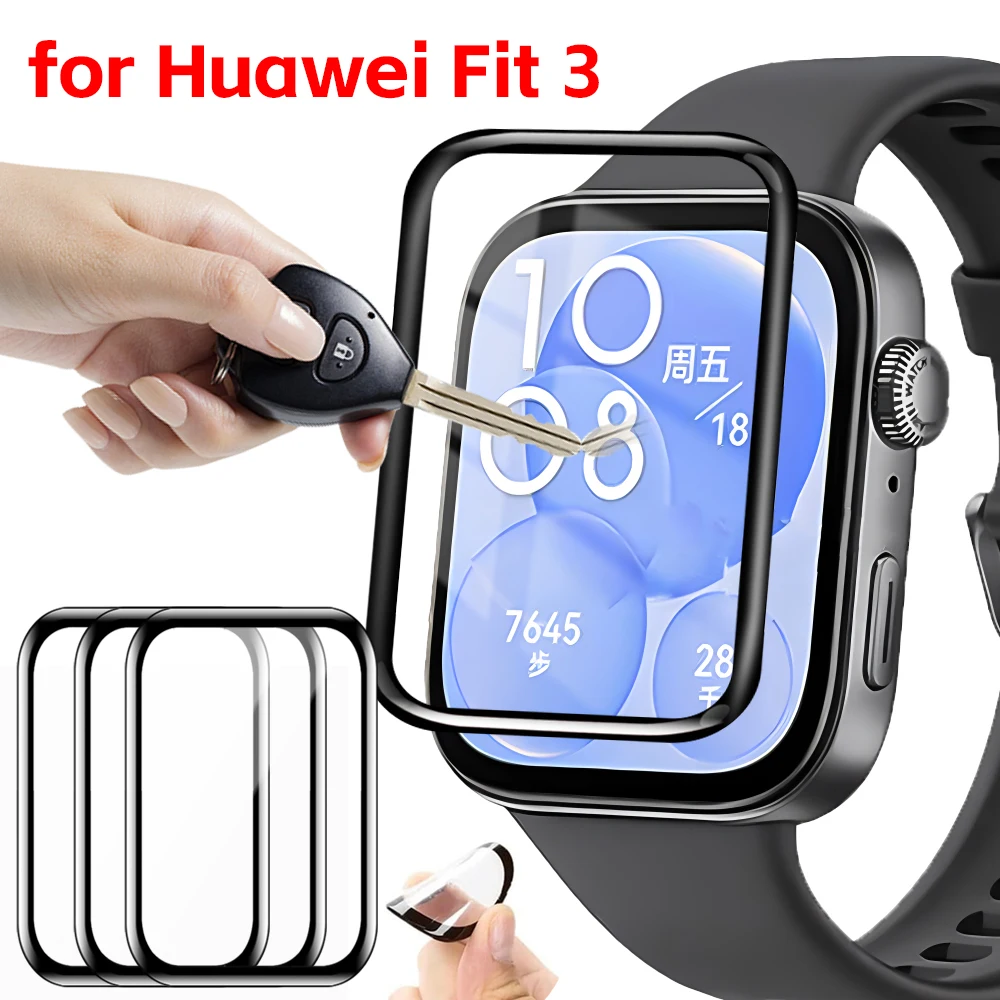 For Huawei Fit 3 Watch Screen Protectors 3D Curved Full Coverage Protective Films for Huawei Fit 3 Anti-Scratch Film Not Glass