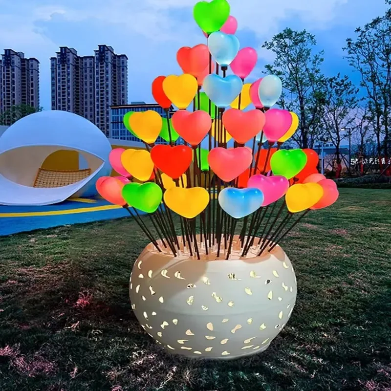 Heart Shaped LED Landscape Light Waterproof Colorful Luminous Love Light Outdoor Scenic Lighting Lawn Garden Decoration