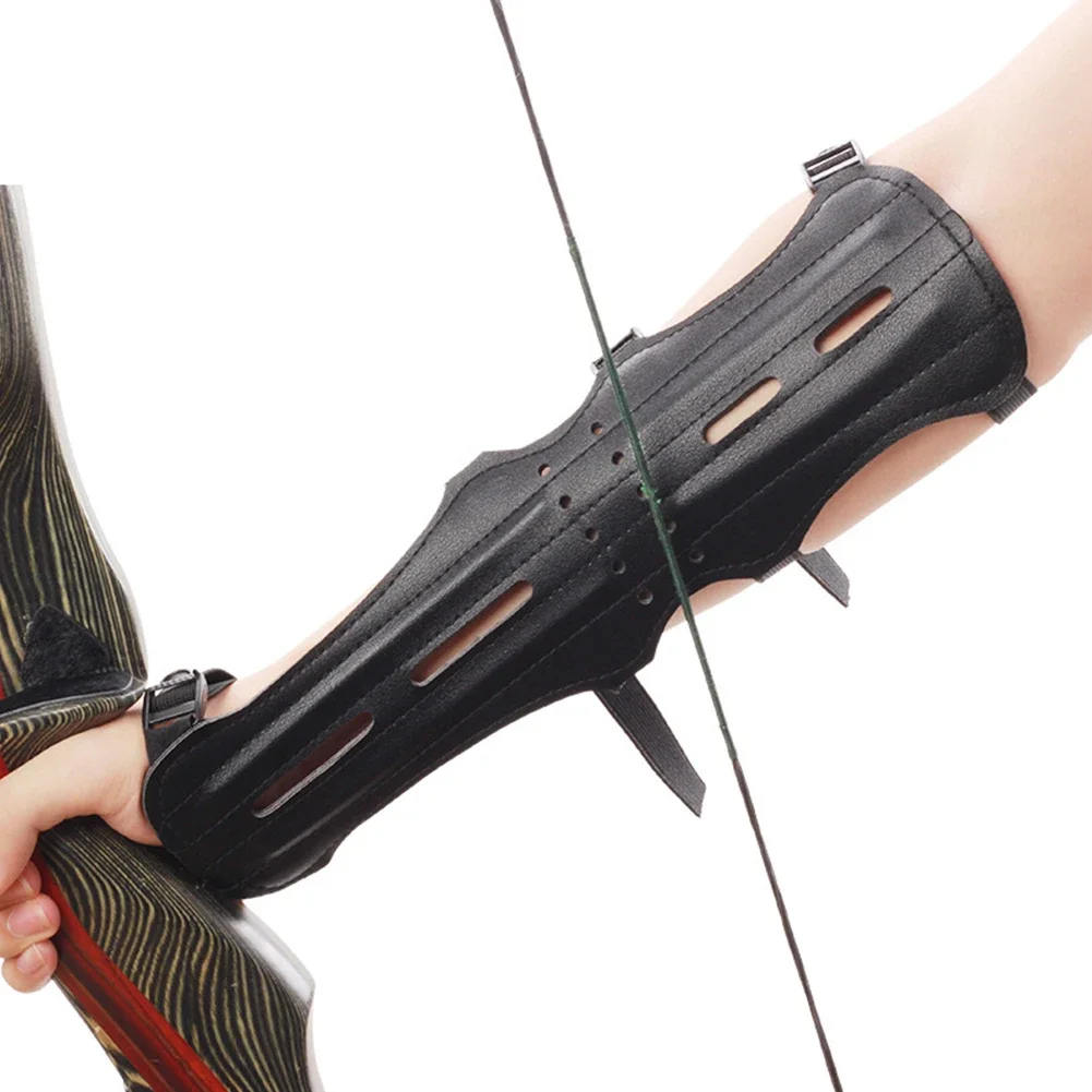 

Leather Archery Armguard Protector Safe Strap Extended Forearm Wrist Protector with Buckle Archery Armband for Youth and Adults