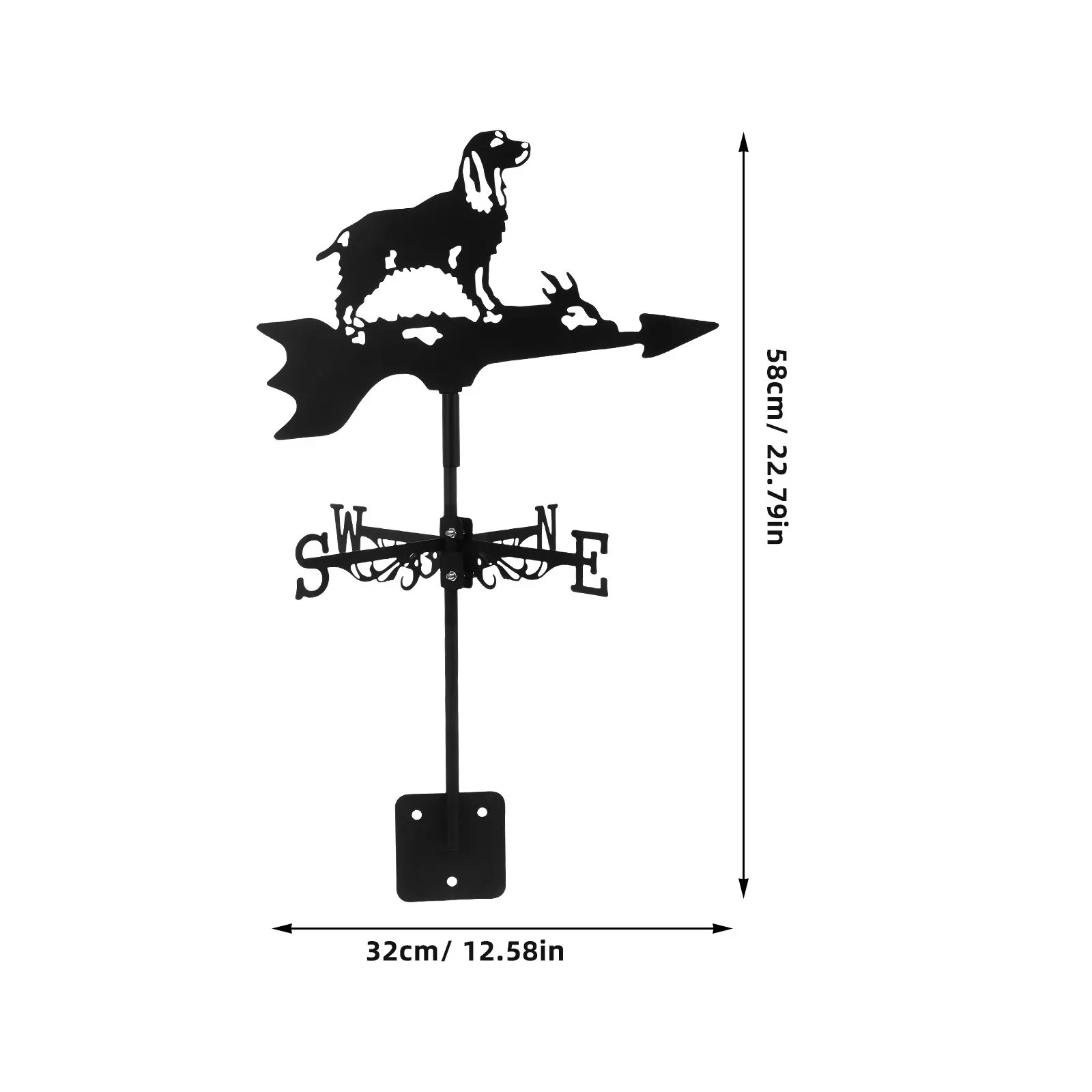 Collie Iron Weather Vane Decorative Outdoor Wind Direction Indicator for Yard Mount - Metal Weathervane for Patio
