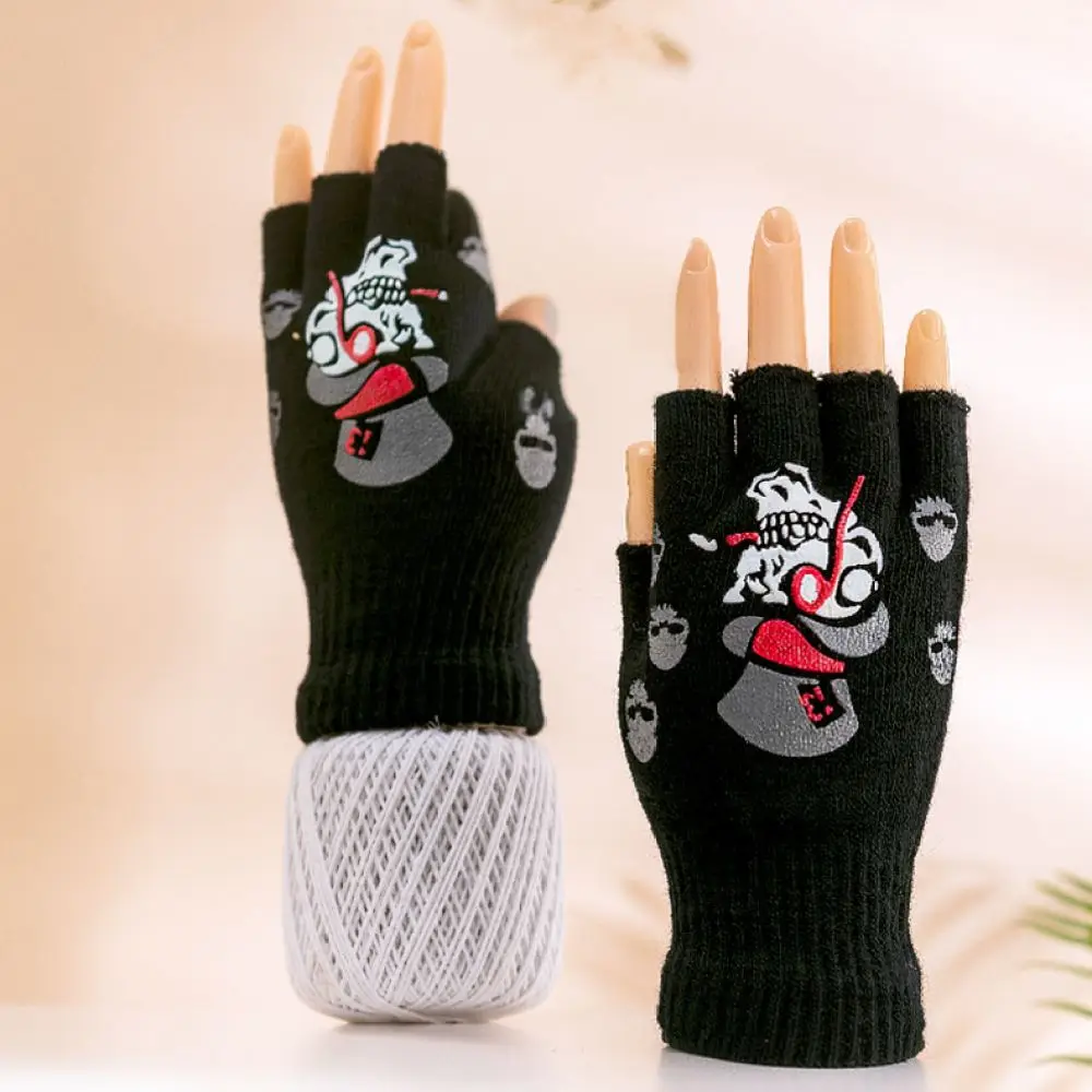 Soft Knit Half Finger Gloves Winter Warm Fingerless Mittens Elastic Stretchy Accessory For Unisex Adults Office Writing Daily