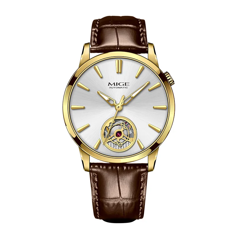 MIGE Men's Watches Mechanical Automatic Watch Waterproof Top Brand Diamond Luxury Luminous Calendar Wristwatch Stainless Stee