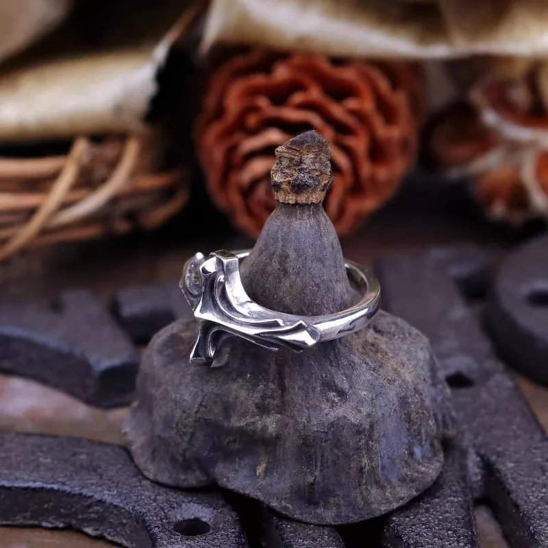 حلقة جديدة مصنوعة يدويًا من خليط معدني متقاطع عتيق داكن، حلقات متخصصة ومتعددة الاستخدامات