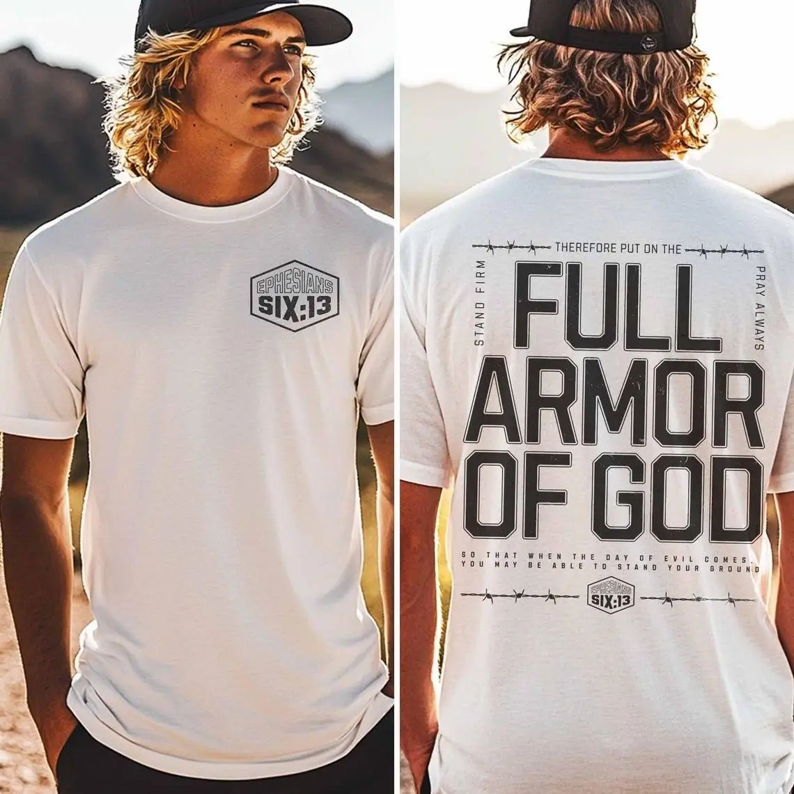 

Full Armor of God Christian T-Shirt Men’s Faith Graphic Tee Minimalist Scripture Print Casual Streetwear Outfit S-3XL
