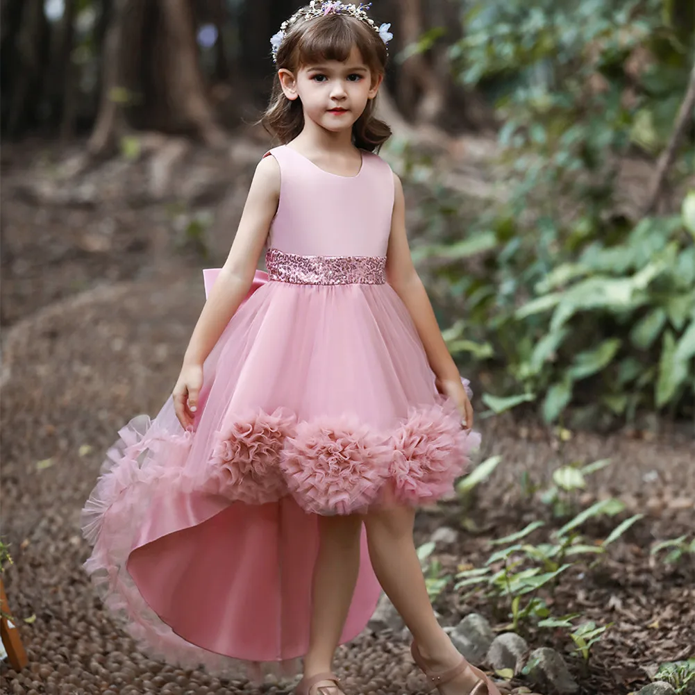 New Children's Dress Princess Dress Girl's Flower Tail Dress Piano Performance Fluffy Dress3183
