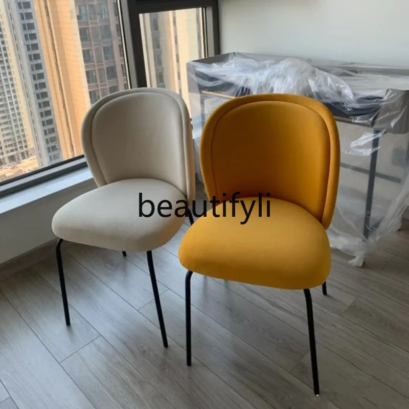 

Simple Modern Dining Chair Light Luxury Home Backrest, Nordic, Soft Package Dining Chair Hotel Restaurant Fabric Chair
