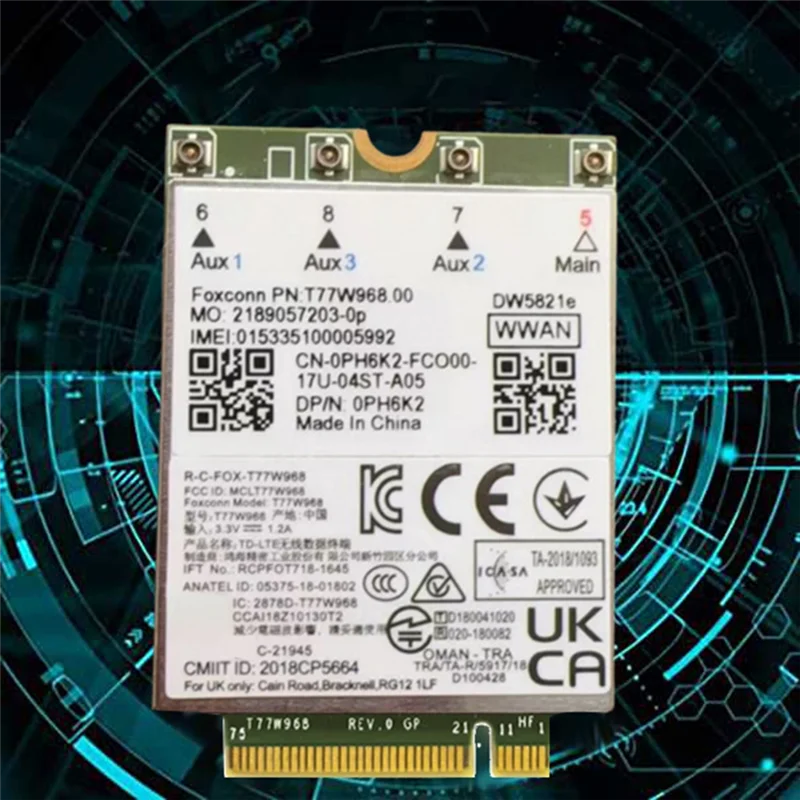 

X64A-X20 LTE Cat16 Гигабитный модуль 4G T77W968 DW5821E Карта беспроводной сети 4G для ноутбуков Dell 5420 5424 7424 7400