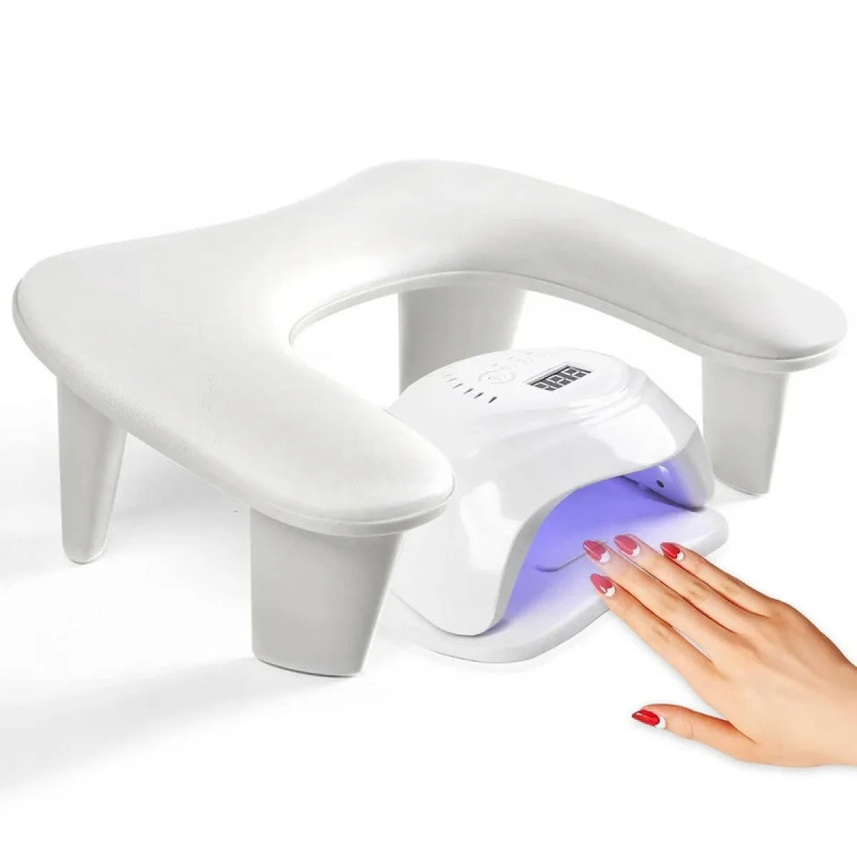 U-shaped Nail Arm Rest with Detachable Brackets 15 Degree Tilt Manicure Hand Pillow Space Saving for Nail Lamp Salon Nail Tech
