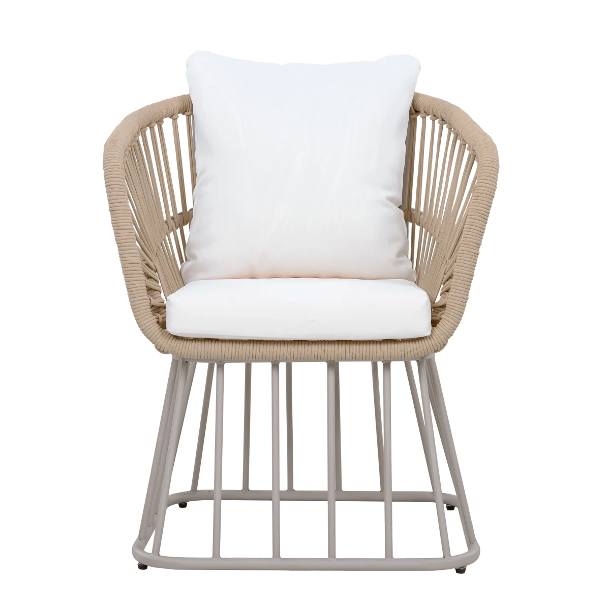 Christopher Knight Home ®   Outdoor Dining Chair MP1 - Teak Finish Wicker & Beige Steel Frame, 300LBS Weight Capacity, Includes Cushion