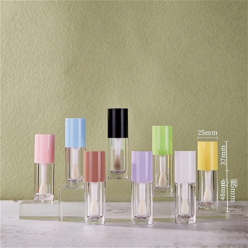 6ml Round Lip Gloss Tube with Large Brush, Empty Refillable Lip Glaze Container, Cosmetic Split Packaging