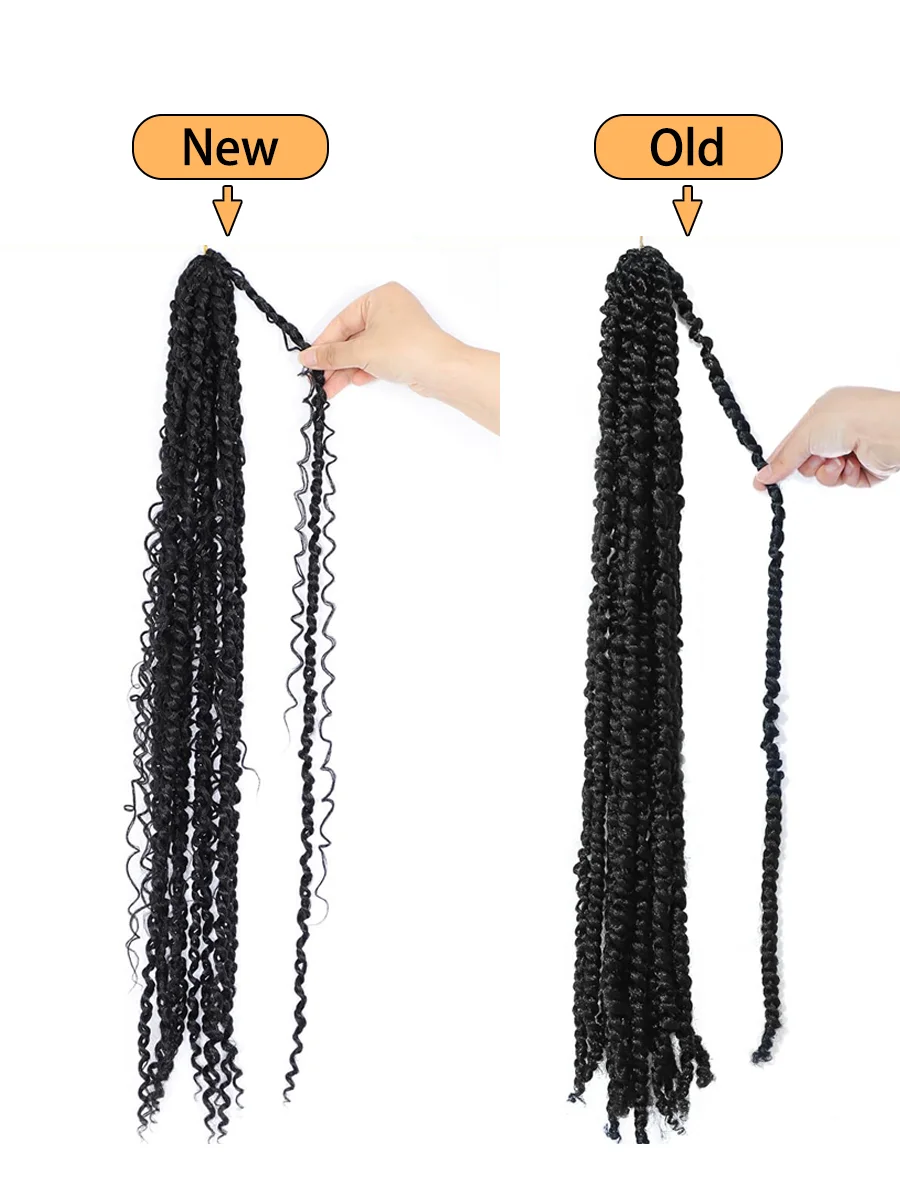 여신 열정 트위스트 크로셰 헤어 익스텐션 |   14" 18" 22" 길이 |   10 가닥/팩 |   합성 땋은 머리