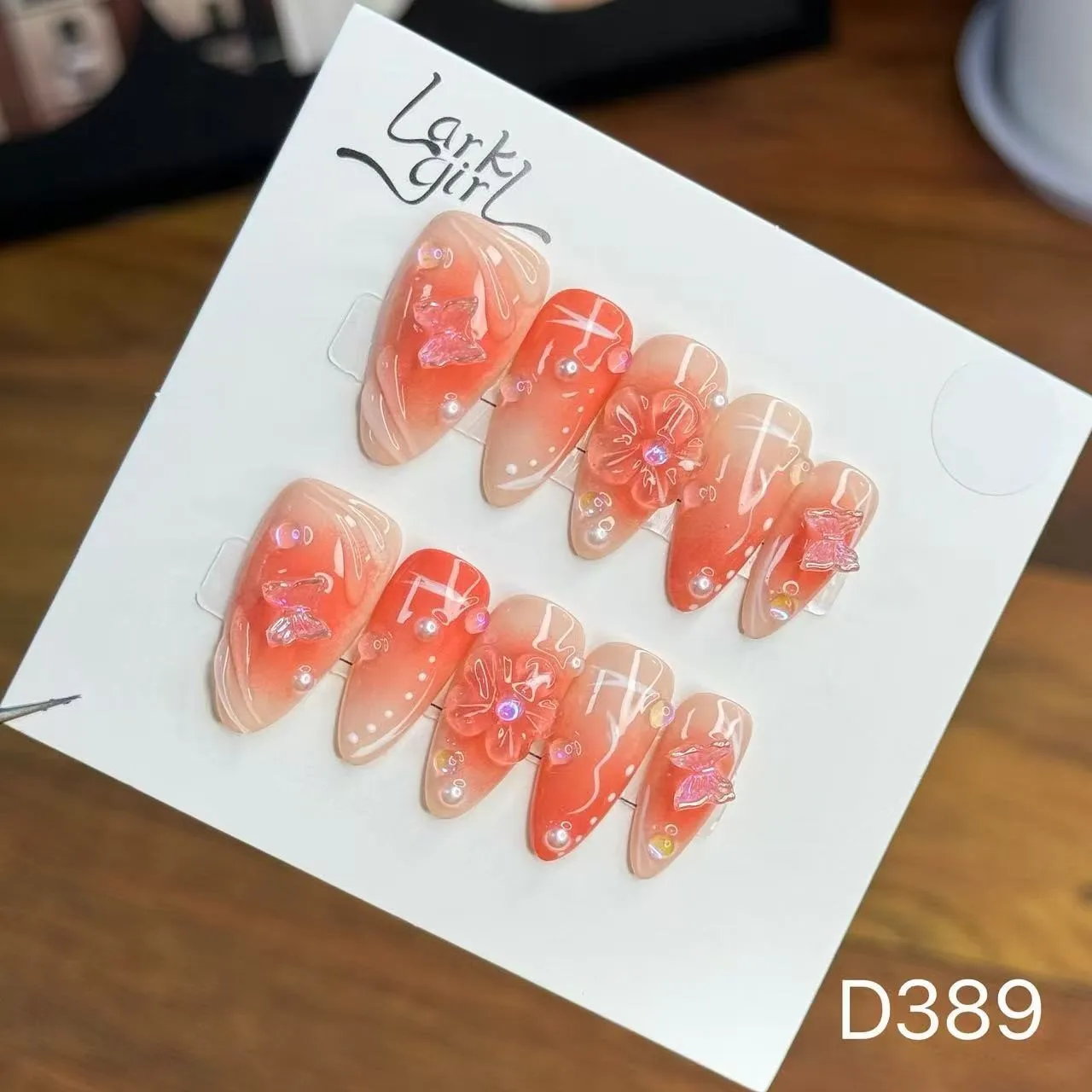 

10pcs Handmade Press on Nails Pink 3D Flower Almond Acrylic Nail Art Flowers Pretty Hand Painted Press Ons Nail Tips False Nails