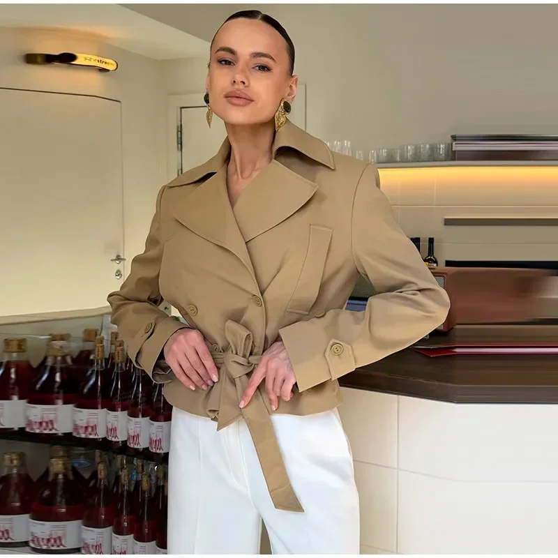 Solide Doppelreihige Jacke Damenanzüge Knöchellanger Rock Schlank Langarm Damen Frühling Herbst Casual Mode Damen-Sets 2026 – Detail 6