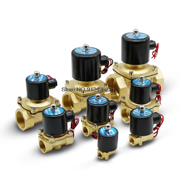 Electric 2W Solenoid Valve Brass Pneumatic Valve  Normally Closed for Water / Oil / Gas 1/8'' 1/4'' 1/2''  2W025 2 2W200 2W50