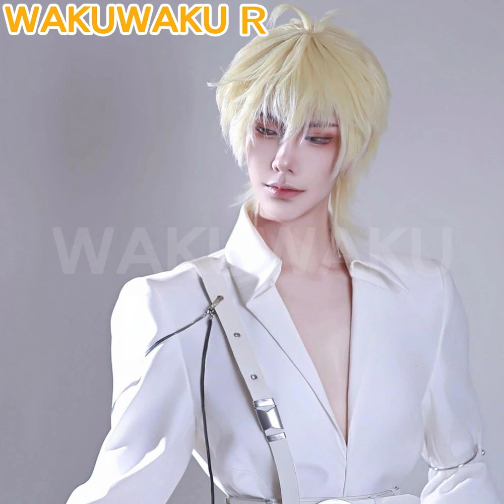 أزياء لوكا التأثيرية أنيمي الغريبة المرحلة التأثيرية 【XS-2XL】WakuWaku-R الرجال الأبيض الجولة 7 وميض ذهب موحدة لوكا تأثيري حجم كبير #4